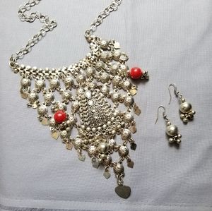 Ornate statement necklace + matching earrings